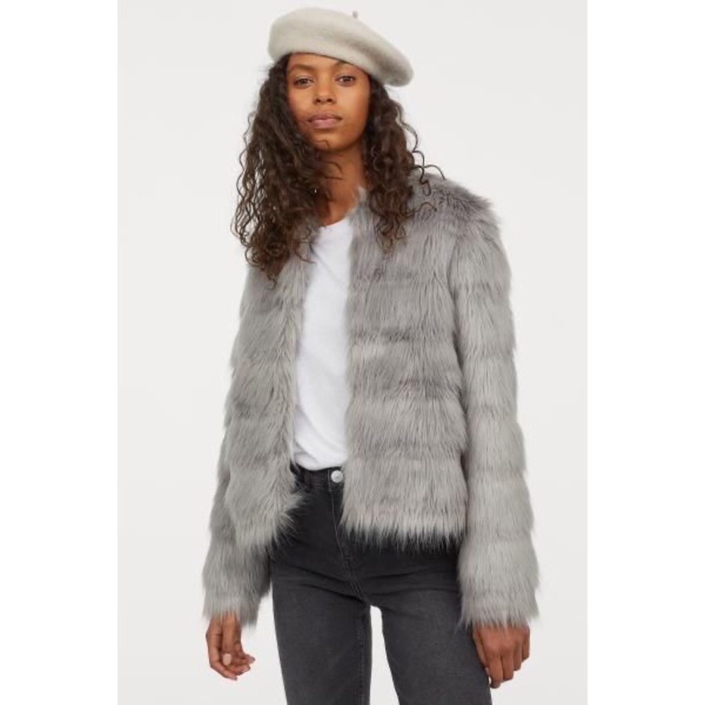 Brand New Grey Furry H&M Jacket